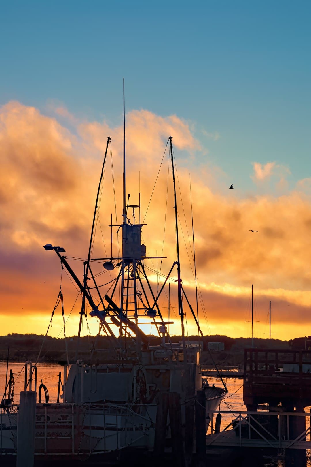 Sunset fishing vessel